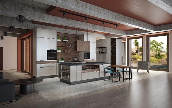 Деревянная кухня в стиле модерн