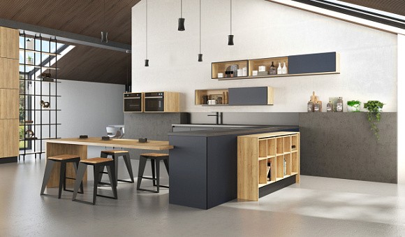 Синяя кухня в Санкт-Петербурге