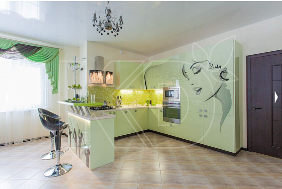 дизайн кухни в бело-зеленых тонах