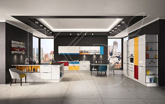 Белая кухня в стиле модерн